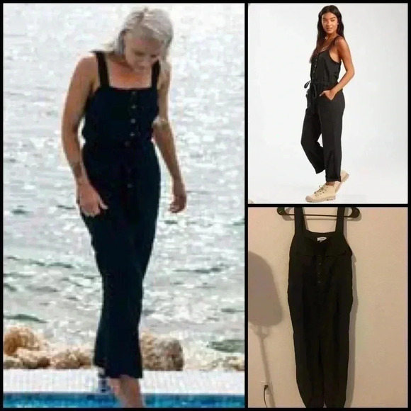 New! Calvin Klein Black Button Front Jumpsuit Size 8 - Picture 1 of 10